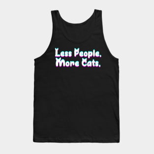 Less People More Cats Glitch Effect Tank Top